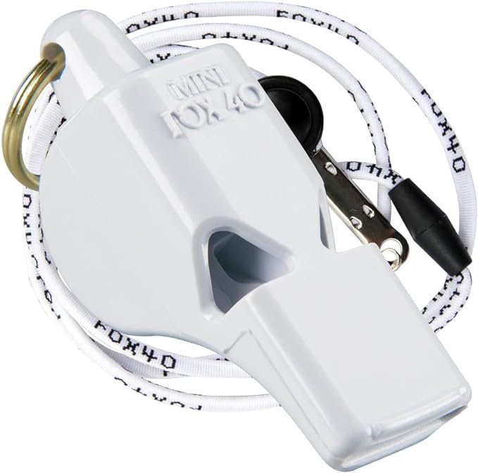 Fox 40 Mini Safety Whistle With Breakaway Lanyard White