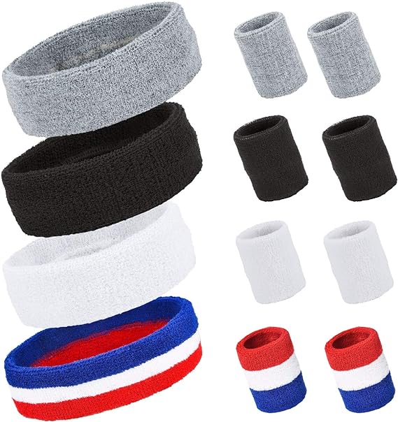 pamase striped sweatbands set including sports headbands and wristbands cotton sweat band american flag style