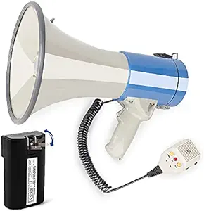 mymealivos portable megaphone speaker bullhorn built in siren detachable microphone and strap 50w adjustable