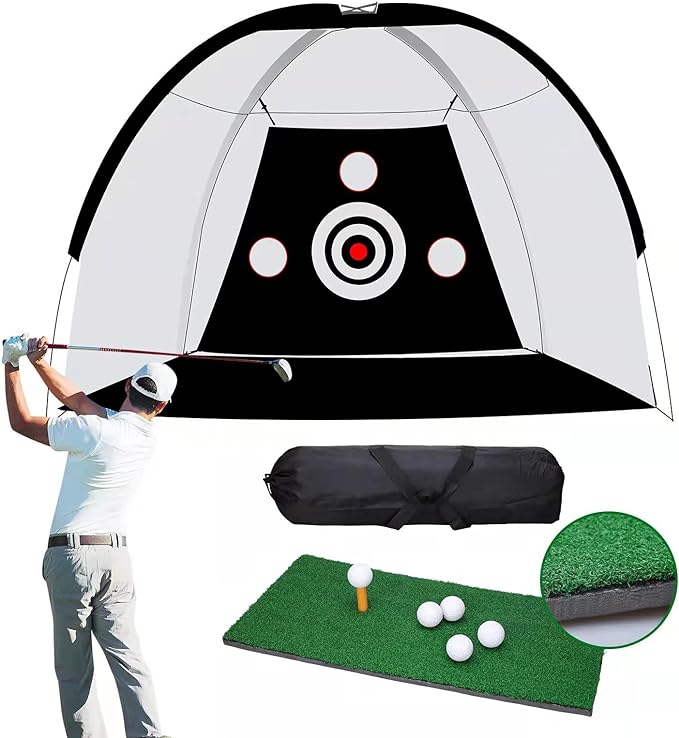retouhqp golf net golf hitting net golf practice net for backyard driving with target foldable golf training