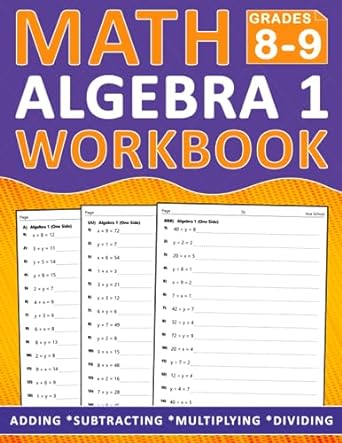 math algebra 1 workbook for grades 8-9 1st edition ava school 979-8858250135