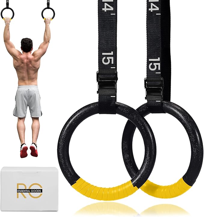 workout rings with adjustable straps 15 feet long can hold upto 661 pounds/300 kg ideal for training non slip
