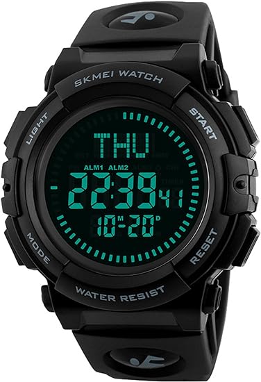 men s military sports digital watch with survival compass 50m waterproof countdown 3 alarm stopwatch  gosasa