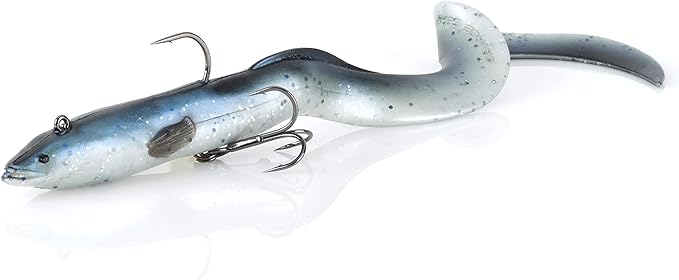 savage gear real eel pre rigged fishing bait 1 1/3 oz blue back pearl realistic contours and movement durable