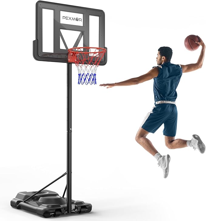 pexmor basketball hoop outdoor 5 10 ft/ 5 7 ft height adjustable portable basketball system goal w/ 2 wheels