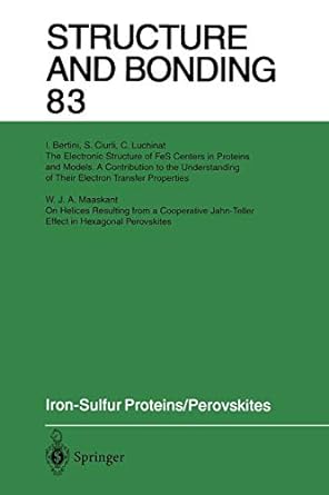 structure and bonding 83 iron sulfur proteins/perovskites 6 1st edition i bertini ,s ciurli ,c luchinat ,w j