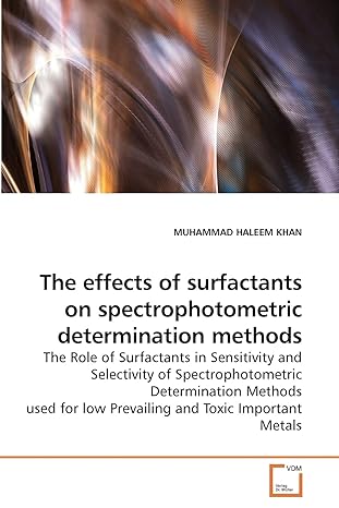 the effects of surfactants on spectrophotometric determination methods 1st edition muhammad haleem khan