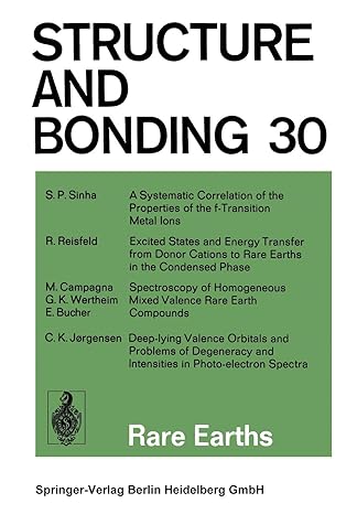 structure and bonding 30 rare earths 1st edition jack d dunitz ,peter hemmerich ,james a ibers ,c klixb ll j