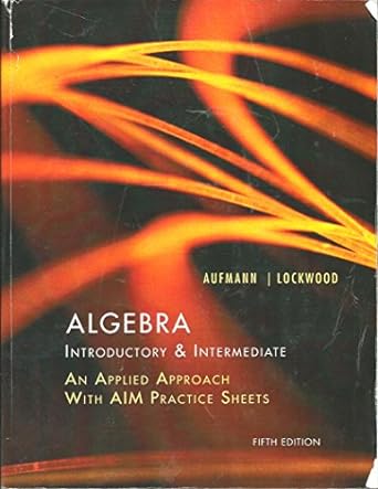 algebra introductory and intermediate 5th edition richard n aufmann 1133355838, 978-1133355830