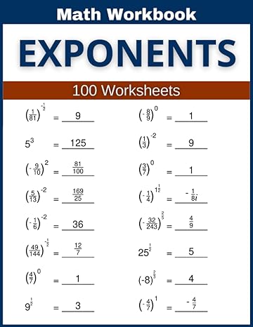 exponents math workbook 100 worksheets 1st edition lindsay atkins 979-8396369337