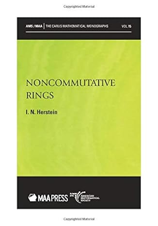 noncommutative rings 1st edition herstein, i. n. 1470456052, 978-1470456054