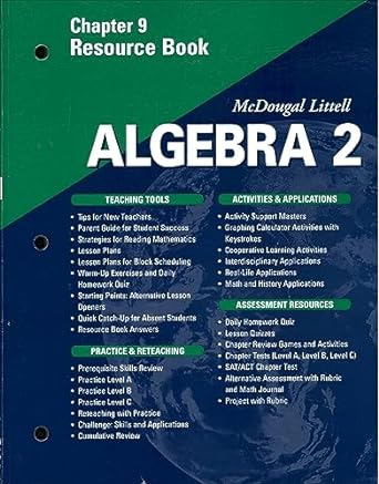 mcdougal littell algebra 2 chapter 9 resource book 1st edition mcdougal littell 0618020179, 978-0618020171