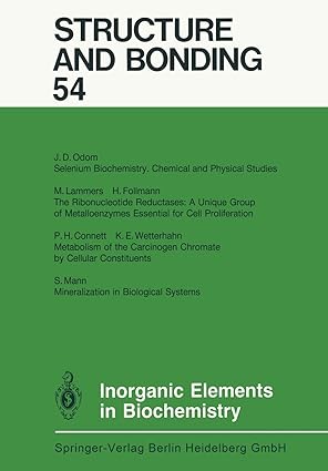 structure and bonding 54 inorganic elements in biochemistry 1st edition p h connett ,h follmann ,m lammers ,s