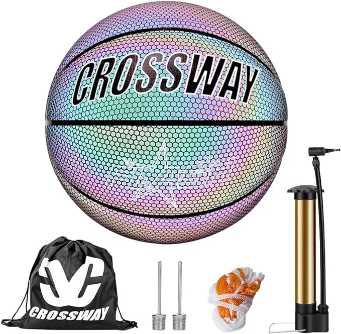 number one holographic/self lighting glowing reflective basketball college basketball 29 5 indoor outdoor