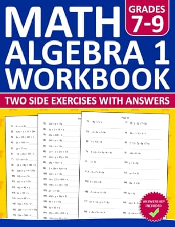 math algebra 1 work book two side exercises with answers grade 7-9 1st edition emma school 979-8392618118