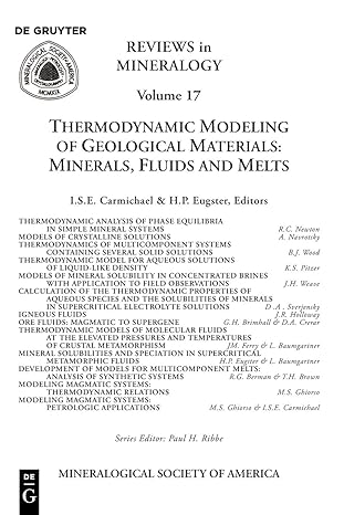 thermodynamic modeling of geologic materials minerals fluids and melts 1st edition ian s e carmichael ,hans