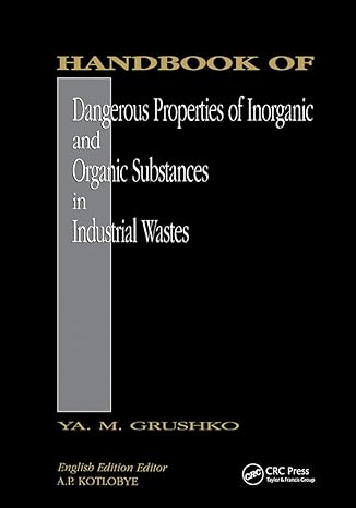 handbook of dangerous properties of inorganic and organic substances in industrial wastes 1st edition ya m