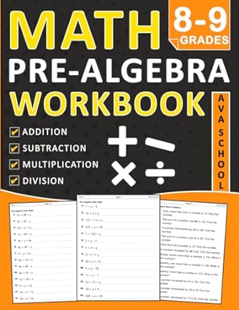 math pre algebra workbook grades  8-9 1st edition ava school 979-8867173029