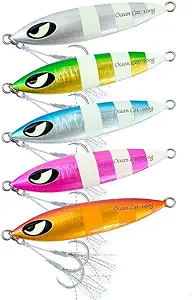 ocean cat 1 pc slow fall pitch fishing lures sinking lead metal flat jigs jigging baits with hook for