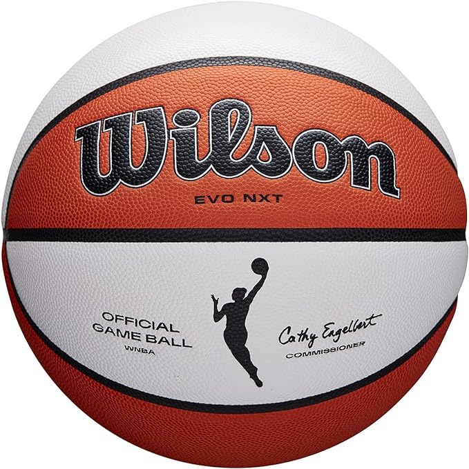 wilson wnba official game ball indoor leather size 6 brown/white  ‎wilson b099sghp52
