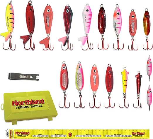 northland fishing tackle red lake minnesota ice fishing spoon kit 17 spoons per kit assorted colors and sizes