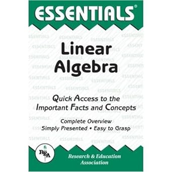 essentials of linear algebra 1st edition research and education association 0878916105, 978-0878916108