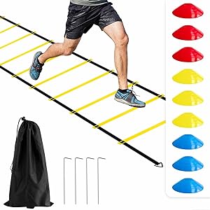 vousile 20ft agility ladder for fitness sports speed training agility ladder with bag 30pcs disc cones 4pcs
