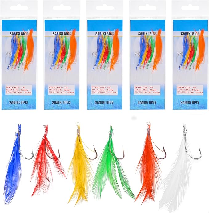 Fishing Rig Kit Mackerel Feather Rig Fishing Lure Hooks Perch Rig Bait Trolling Lure With Sharp Barb Hooks Fishing Bait Rig For Saltwater Freshwater
