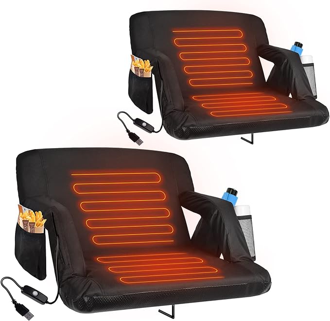 blufree double heated stadium seats for bleachers with back support heated stadium chairs thick cushion with