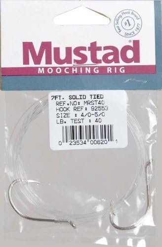 mustad mrst40 4/0 1 mooching rig solid tie 7 foot mono fishing terminal tackle multicolor size 4/0  ‎mustad