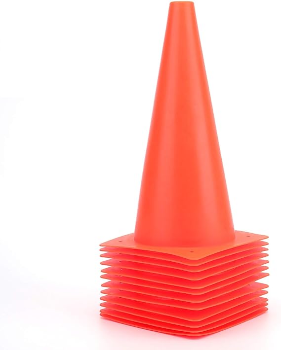 12 Inch Traffic Training Cones Plastic Safety Parking Cones Agility Field Marker Cones For Soccer Basketball Football Drills Training Outdoor Sport Activity And Festive Events 6 Colors