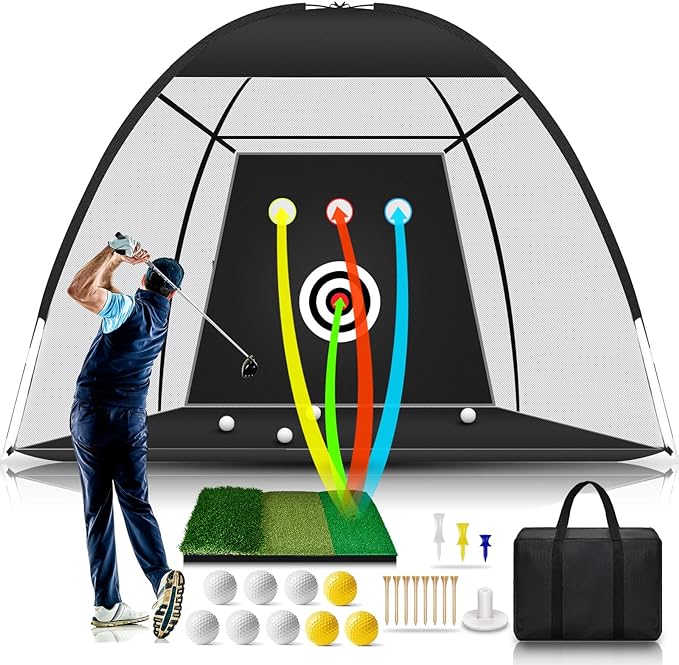 golf net 10x7ft golf nets for backyard driving all in 1 home golf swing training net with targets 1 golf mat