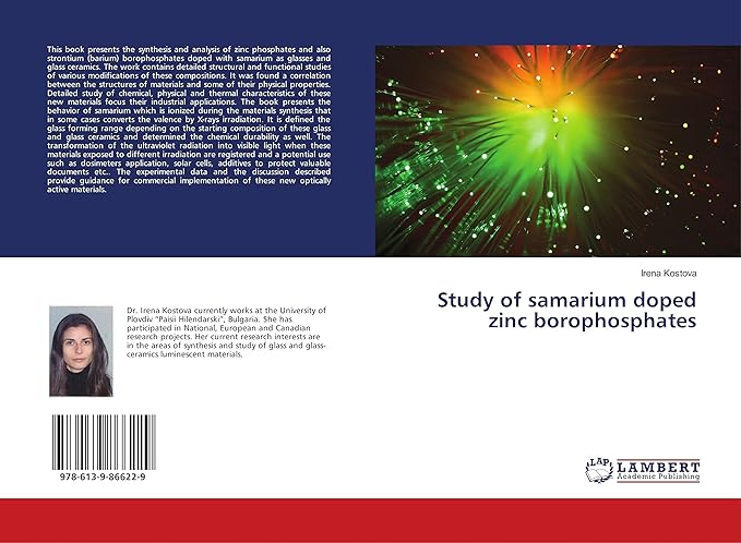 study of samarium doped zinc borophosphates 1st edition irena kostova 6139866227, 978-6139866229