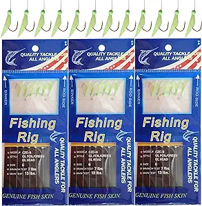 fishing rigs saltwater lures bait rigs 12 packs luminous fishing bait rigs real fish skin sea rigs with hooks