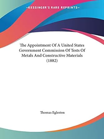 the appointment of a united states government commission of tests of metals and constructive materials 1st