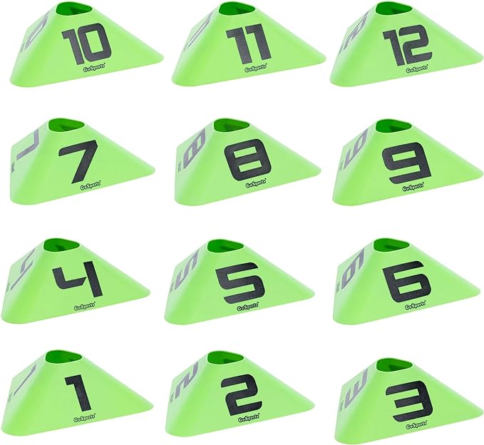 gosports modern sports cones 12 pack with numbered cones great for soccer basketball football and more 