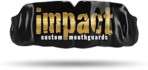 impact custom professional mma/boxing/muay thai mouthguard gold logo black  impact custom mouthguards