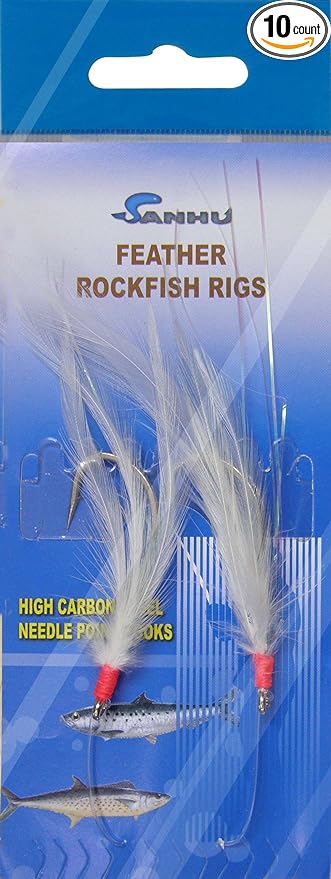 sanhu rock cod feather rigs 5/0 white 10 packs  ?sanhu b009bile2u