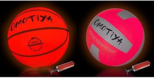 omotiya orange glow in the dark basketball with light up volleyball  ‎omotiya b09j98gt3c