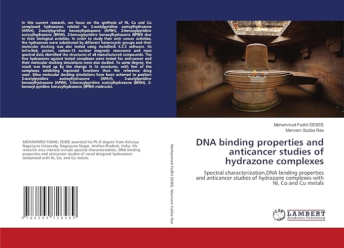 dna binding properties and anticancer studies of hydrazone complexes spectral characterization dna binding
