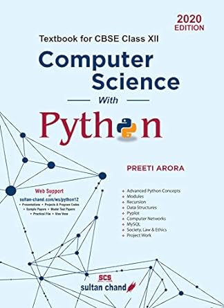 computer science with python textbook for cbse class 12 1st edition preeti arora 9389174430, 978-9389174434