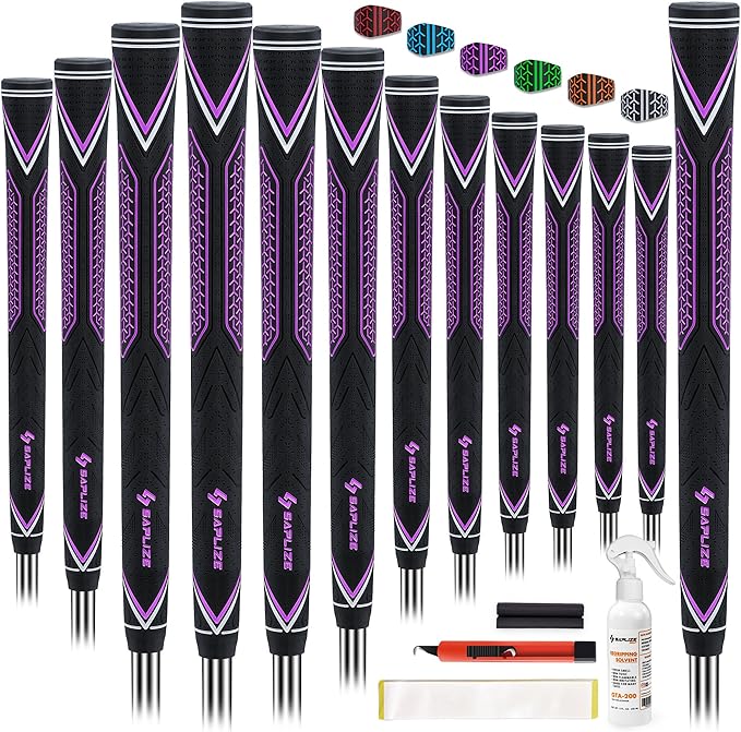 saplize rubber golf grips set of 13 innovative design high feedback non slip design options of 5 colors