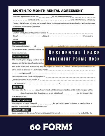 residential lease agreement forms book month to month rental agreement forms book monthly commercial lease