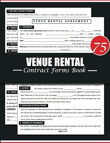 venue rental contract forms book 1st edition kim weiss b0chl8zfgv