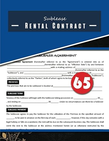 sublease rental contract residential property sublet agreement document for sublessor and sublessee 1st