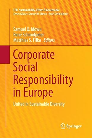 corporate social responsibility in europe united in sustainable diversity 1st edition samuel o. idowu ,rene