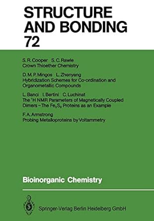 structure and bonding 72 bioinorganic chemistry 1st edition fraser a armstrong ,lucia banci ,ivano bertini