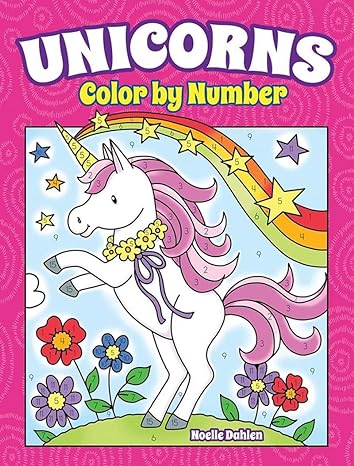unicorns color by number  noelle dahlen 048684983x, 978-0486849836
