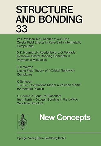 Structure And Bonding 33 New Concepts