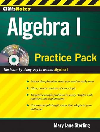 cliffsnotes algebra i practice pack 1st edition mary jane sterling 0470495960, 978-0470495964